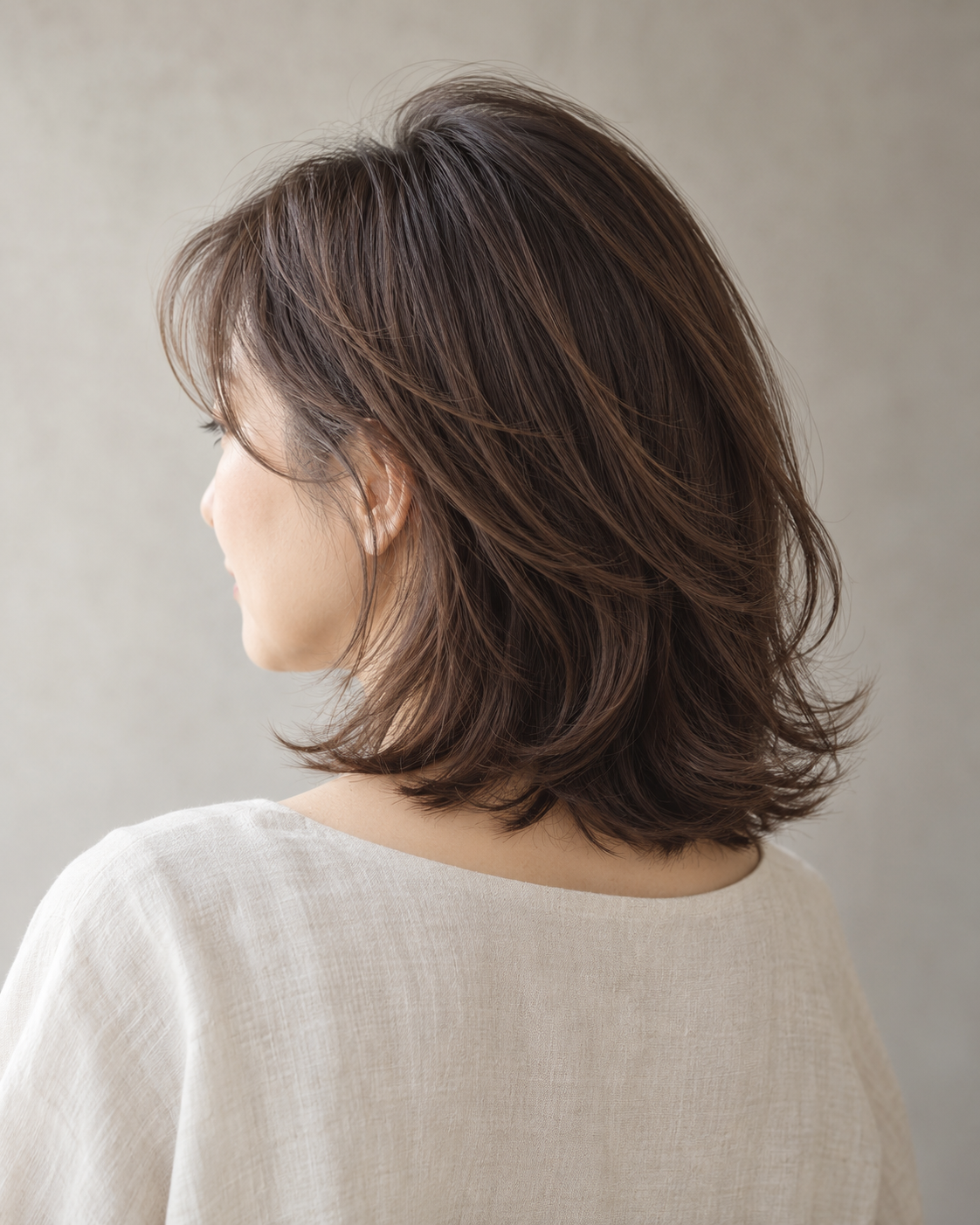 AI生成の参考画像：毛先が揺れるミディアムヘア
